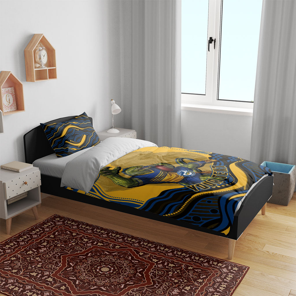 Personalized Parramatta Eels Bedding Set Aboriginal Dot Art - Dreamtime Rugby Mascot