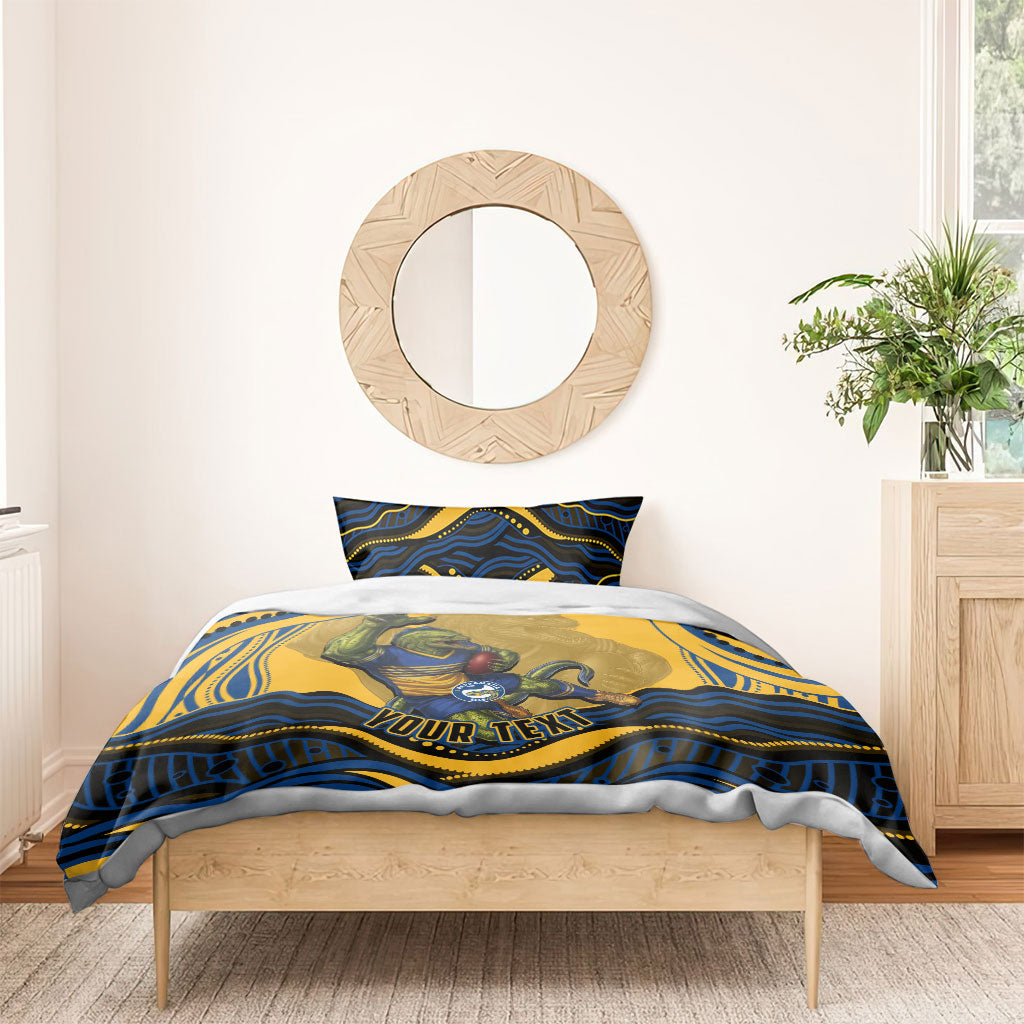 Personalized Parramatta Eels Bedding Set Aboriginal Dot Art - Dreamtime Rugby Mascot