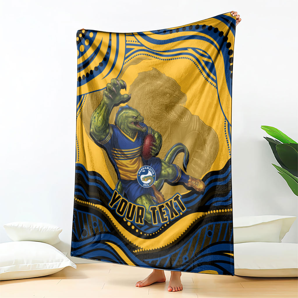 Personalized Parramatta Eels Blanket Aboriginal Dot Art - Dreamtime Rugby Mascot