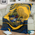 Personalized Parramatta Eels Blanket Aboriginal Dot Art - Dreamtime Rugby Mascot