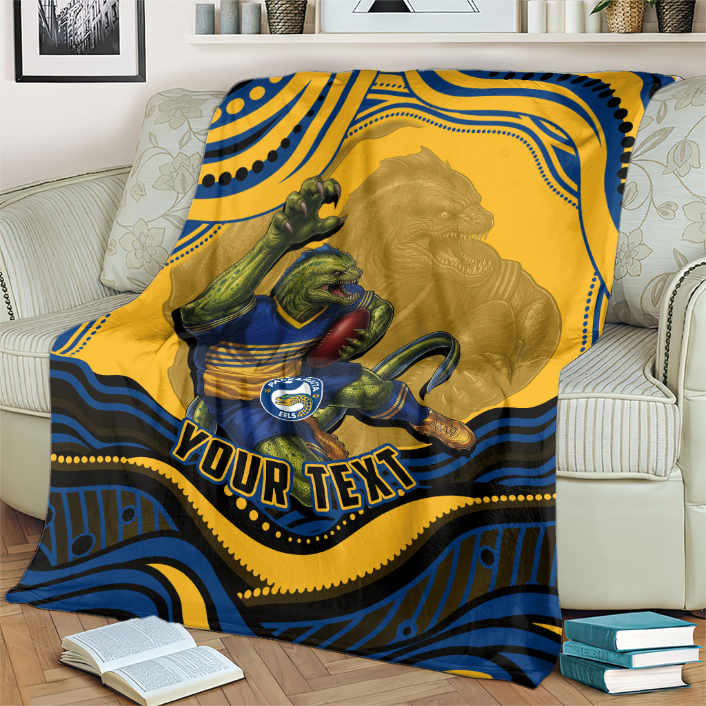 Personalized Parramatta Eels Blanket Aboriginal Dot Art - Dreamtime Rugby Mascot
