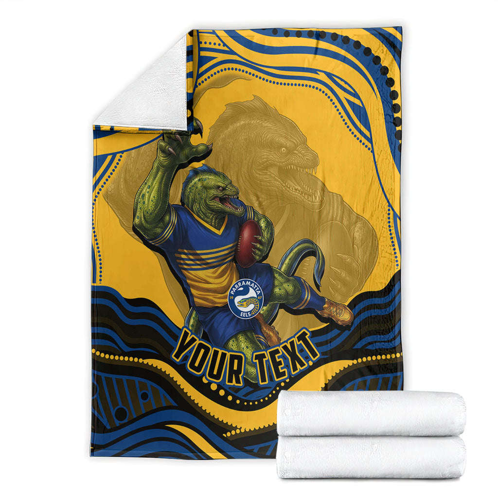 Personalized Parramatta Eels Blanket Aboriginal Dot Art - Dreamtime Rugby Mascot