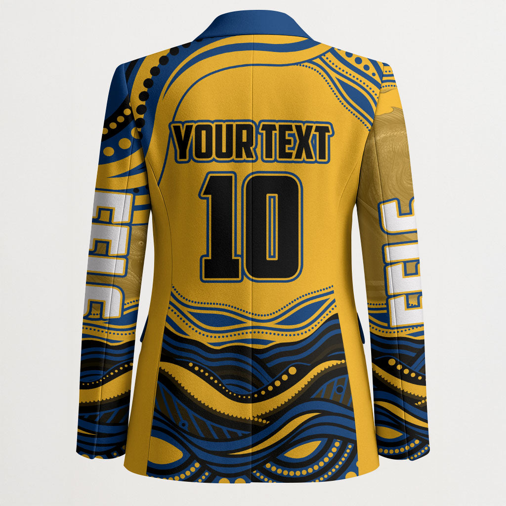 Personalized Parramatta Eels Blazer Aboriginal Dot Art - Dreamtime Rugby Mascot