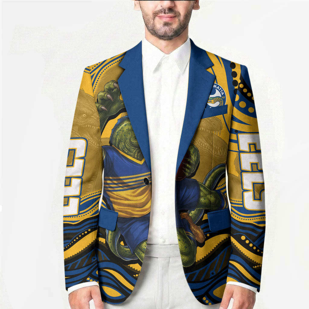 Personalized Parramatta Eels Blazer Aboriginal Dot Art - Dreamtime Rugby Mascot