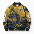 Personalized Parramatta Eels Bomber Puffer Jacket Aboriginal Dot Art - Dreamtime Rugby Mascot