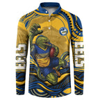 Personalized Parramatta Eels Button Sweatshirt Aboriginal Dot Art - Dreamtime Rugby Mascot