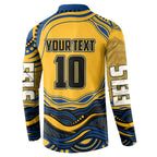 Personalized Parramatta Eels Button Sweatshirt Aboriginal Dot Art - Dreamtime Rugby Mascot