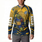 Personalized Parramatta Eels Button Sweatshirt Aboriginal Dot Art - Dreamtime Rugby Mascot