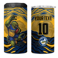 Personalized Parramatta Eels 4 in 1 Can Cooler Tumbler Aboriginal Dot Art - Dreamtime Rugby Mascot