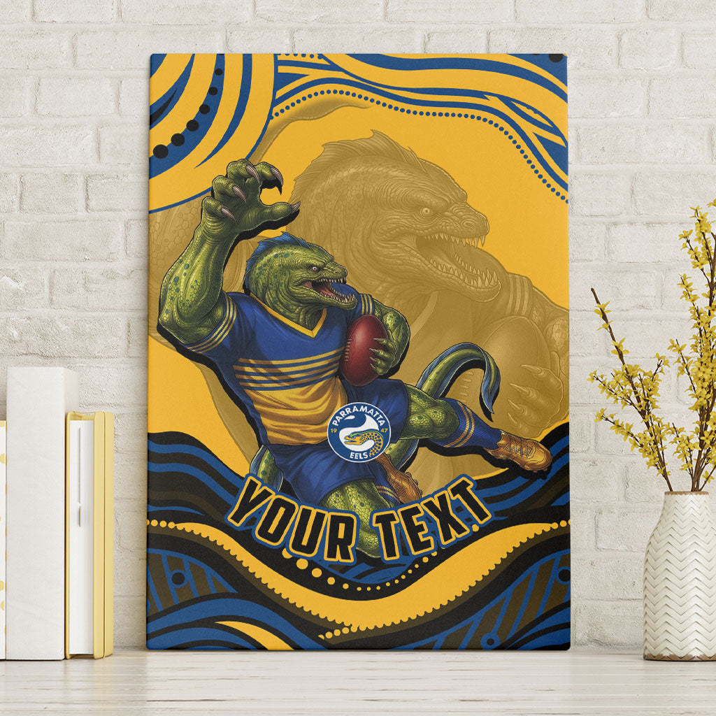 Personalized Parramatta Eels Canvas Wall Art Aboriginal Dot Art - Dreamtime Rugby Mascot
