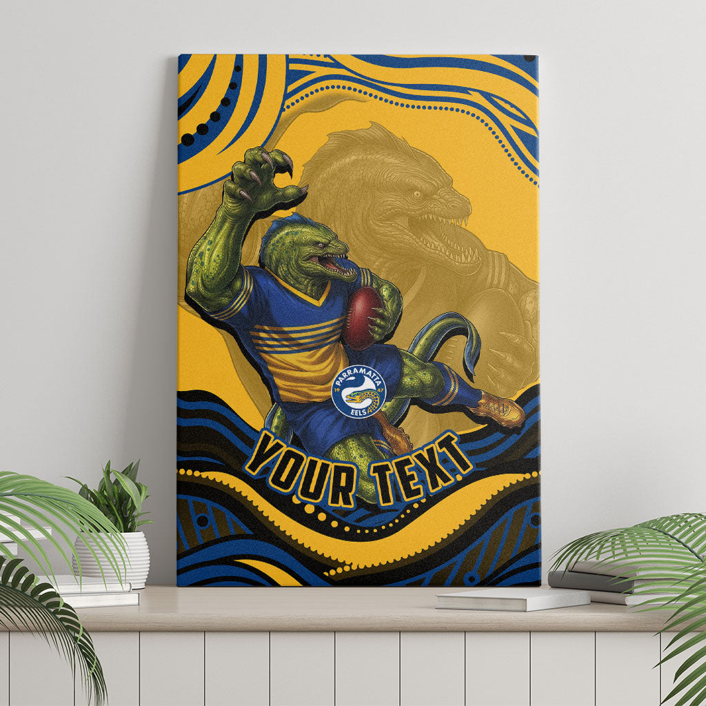 Personalized Parramatta Eels Canvas Wall Art Aboriginal Dot Art - Dreamtime Rugby Mascot
