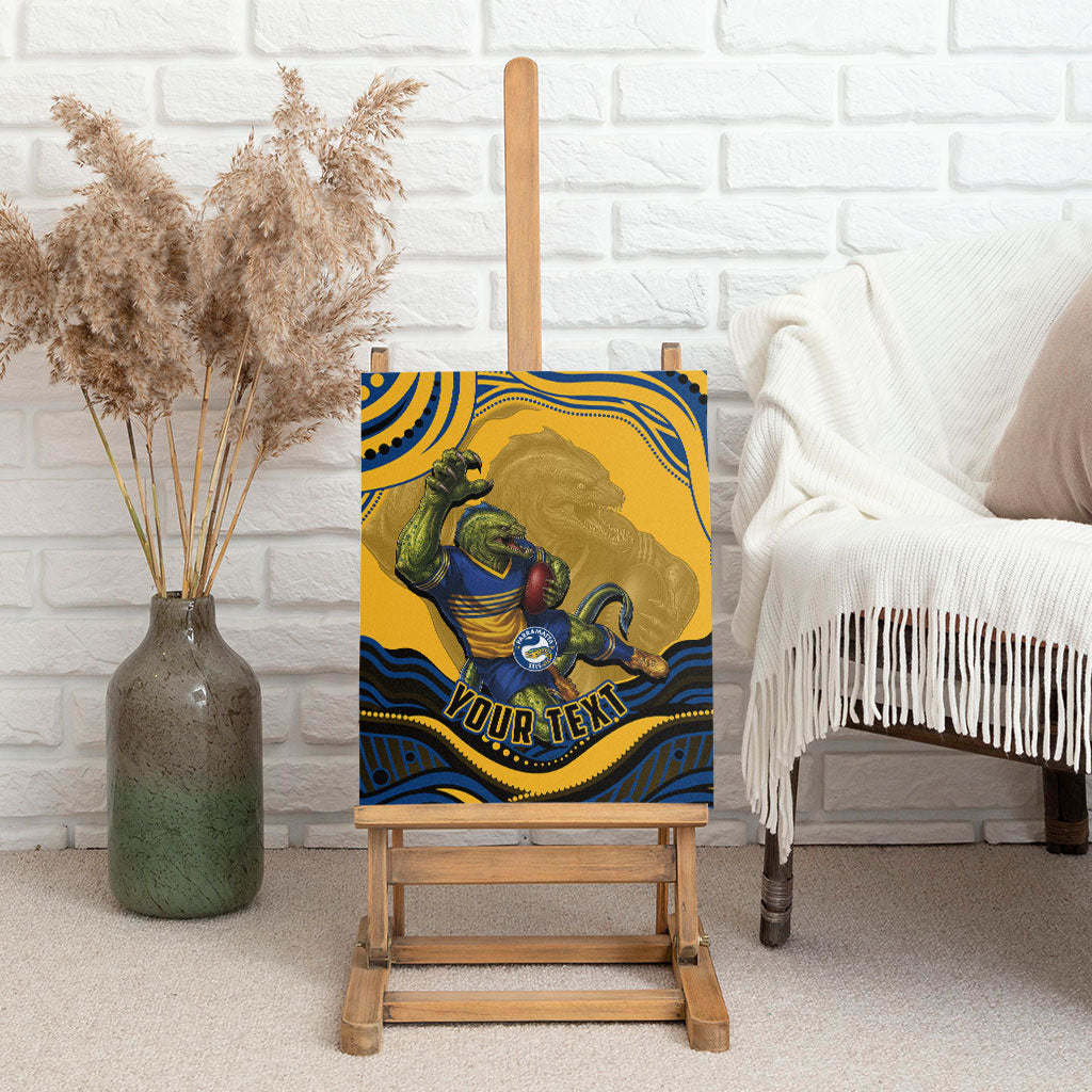 Personalized Parramatta Eels Canvas Wall Art Aboriginal Dot Art - Dreamtime Rugby Mascot