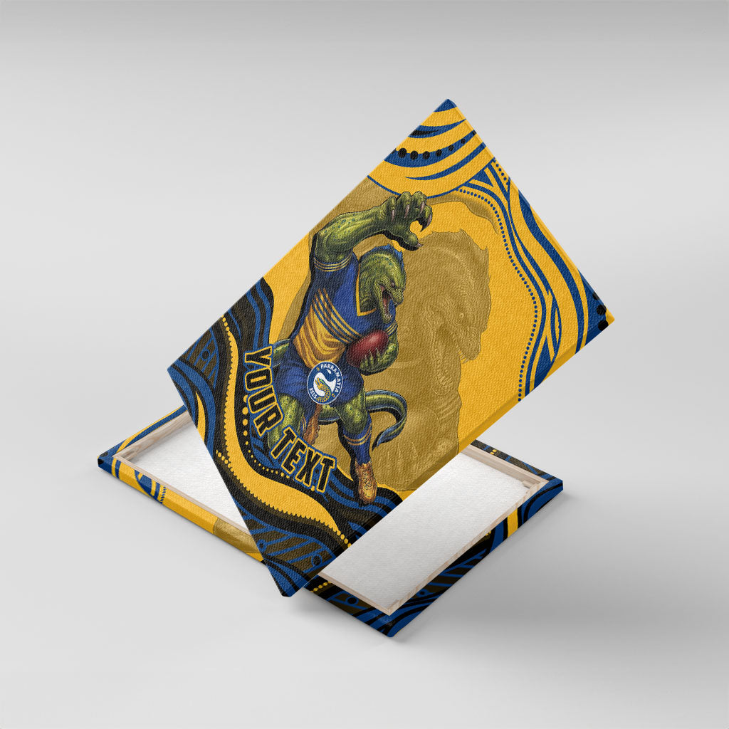 Personalized Parramatta Eels Canvas Wall Art Aboriginal Dot Art - Dreamtime Rugby Mascot