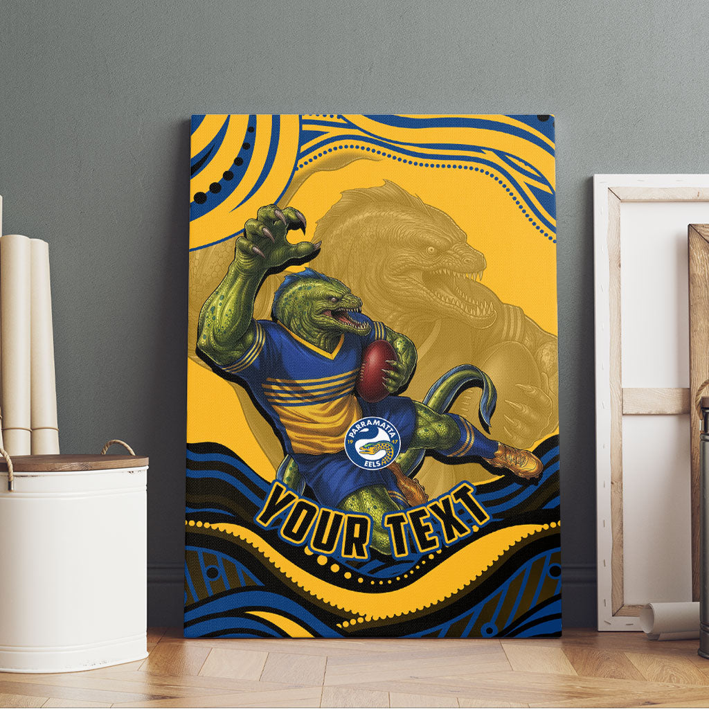 Personalized Parramatta Eels Canvas Wall Art Aboriginal Dot Art - Dreamtime Rugby Mascot