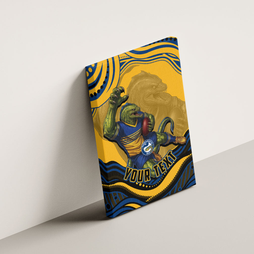 Personalized Parramatta Eels Canvas Wall Art Aboriginal Dot Art - Dreamtime Rugby Mascot