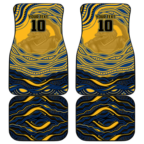 Personalized Parramatta Eels Car Mats Aboriginal Dot Art - Dreamtime Rugby Mascot