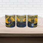 Personalized Parramatta Eels Ceramic Mug Aboriginal Dot Art - Dreamtime Rugby Mascot