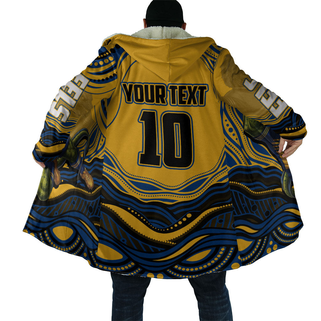Personalized Parramatta Eels Cloak Aboriginal Dot Art - Dreamtime Rugby Mascot