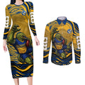 Personalized Parramatta Eels Couples Matching Long Sleeve Bodycon Dress and Long Sleeve Button Shirt Aboriginal Dot Art - Dreamtime Rugby Mascot