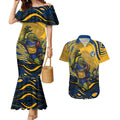 Personalized Parramatta Eels Couples Matching Mermaid Dress and Hawaiian Shirt Aboriginal Dot Art - Dreamtime Rugby Mascot
