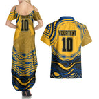 Personalized Parramatta Eels Couples Matching Summer Maxi Dress and Hawaiian Shirt Aboriginal Dot Art - Dreamtime Rugby Mascot