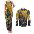 Personalized Parramatta Eels Couples Matching Tank Maxi Dress and Long Sleeve Button Shirt Aboriginal Dot Art - Dreamtime Rugby Mascot
