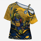 Personalized Parramatta Eels Cross Shoulder Shirt Aboriginal Dot Art - Dreamtime Rugby Mascot