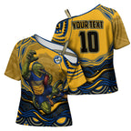 Personalized Parramatta Eels Cross Shoulder Shirt Aboriginal Dot Art - Dreamtime Rugby Mascot