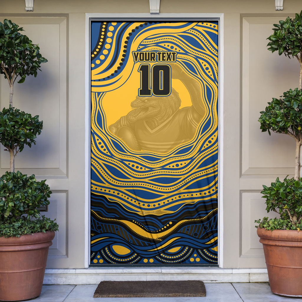 Personalized Parramatta Eels Door Cover Aboriginal Dot Art - Dreamtime Rugby Mascot
