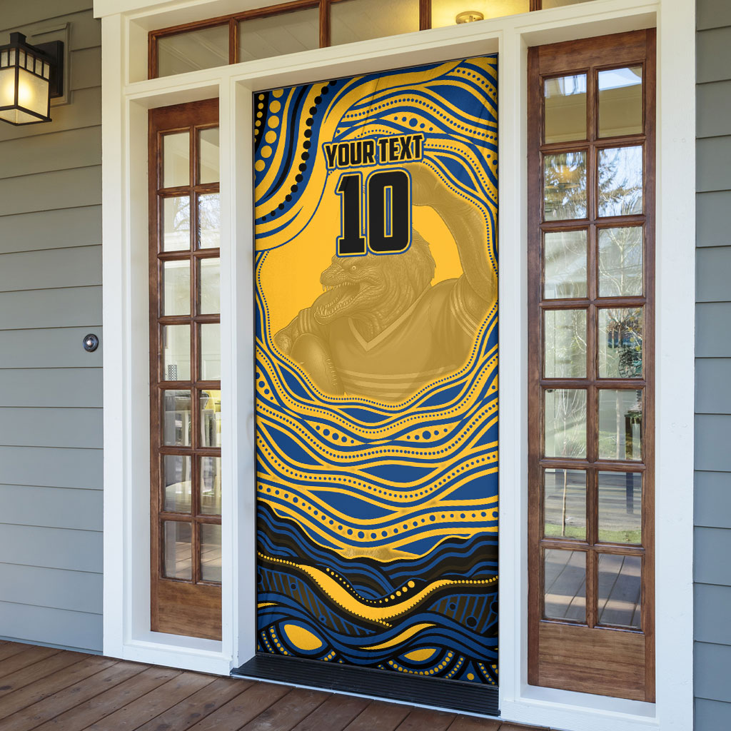 Personalized Parramatta Eels Door Cover Aboriginal Dot Art - Dreamtime Rugby Mascot