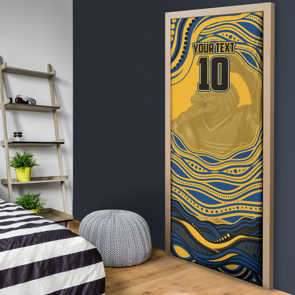 Personalized Parramatta Eels Door Cover Aboriginal Dot Art - Dreamtime Rugby Mascot