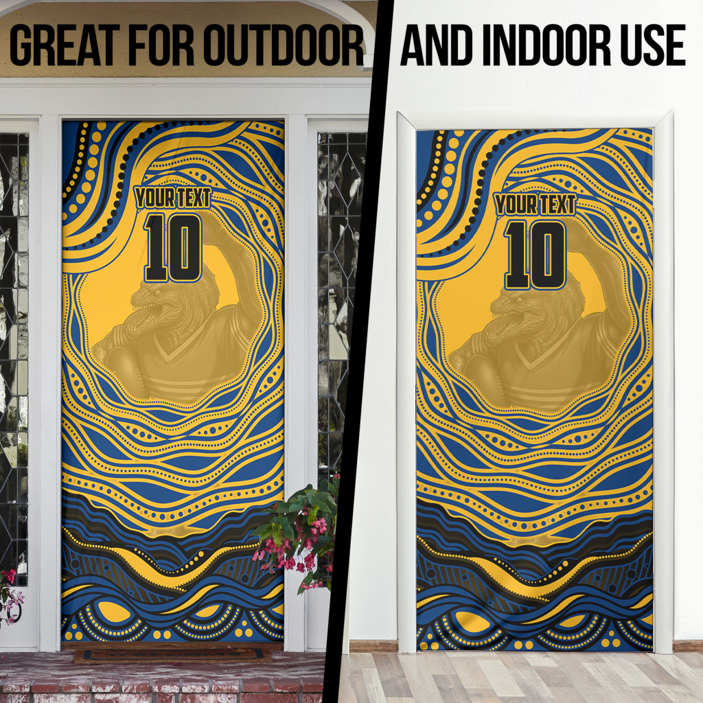 Personalized Parramatta Eels Door Cover Aboriginal Dot Art - Dreamtime Rugby Mascot