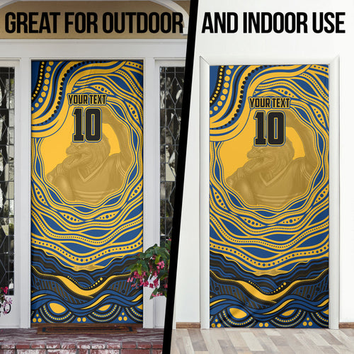 Personalized Parramatta Eels Door Cover Aboriginal Dot Art - Dreamtime Rugby Mascot