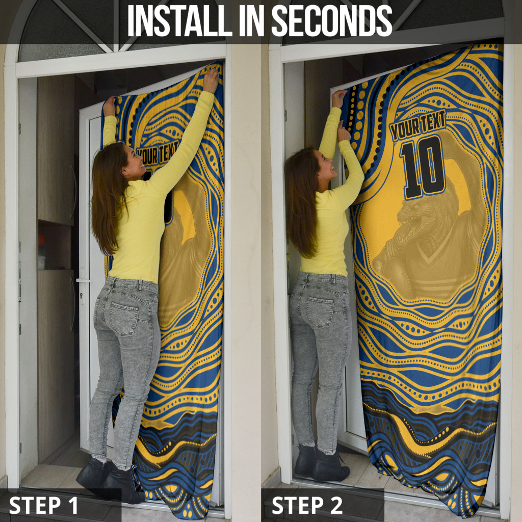 Personalized Parramatta Eels Door Cover Aboriginal Dot Art - Dreamtime Rugby Mascot