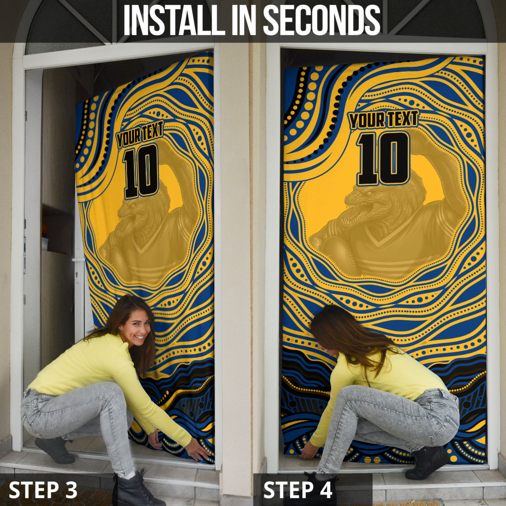 Personalized Parramatta Eels Door Cover Aboriginal Dot Art - Dreamtime Rugby Mascot