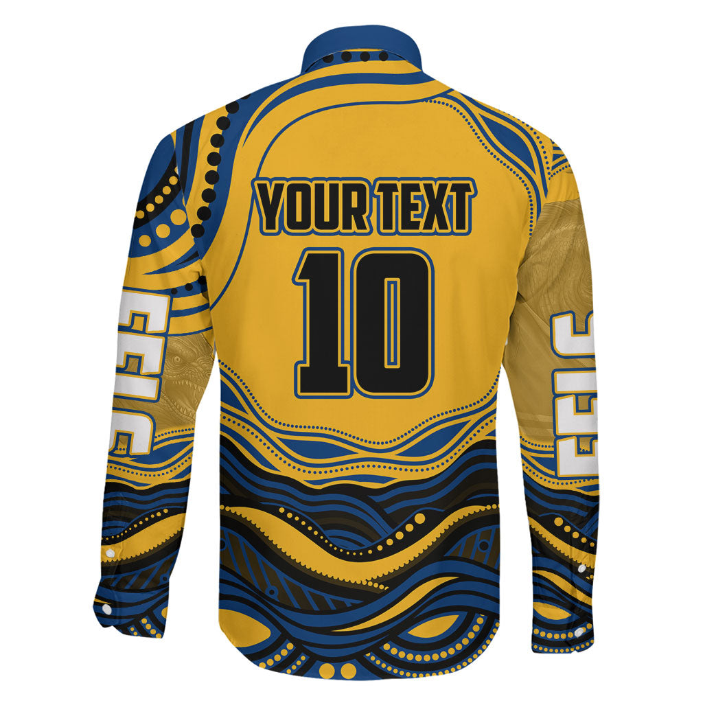 Personalized Parramatta Eels Family Matching Mermaid Dress and Hawaiian Shirt Aboriginal Dot Art - Dreamtime Rugby Mascot