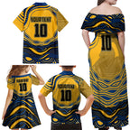 Personalized Parramatta Eels Family Matching Off Shoulder Maxi Dress and Hawaiian Shirt Aboriginal Dot Art - Dreamtime Rugby Mascot