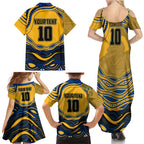Personalized Parramatta Eels Family Matching Summer Maxi Dress and Hawaiian Shirt Aboriginal Dot Art - Dreamtime Rugby Mascot