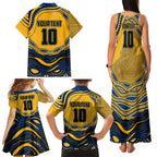 Personalized Parramatta Eels Family Matching Tank Maxi Dress and Hawaiian Shirt Aboriginal Dot Art - Dreamtime Rugby Mascot