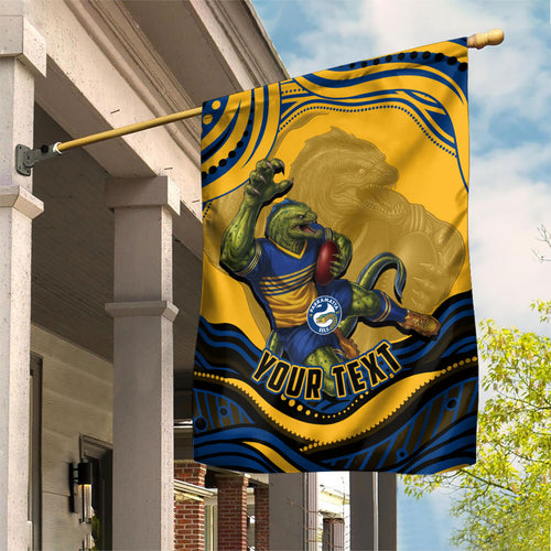 Personalized Parramatta Eels Garden Flag Aboriginal Dot Art - Dreamtime Rugby Mascot