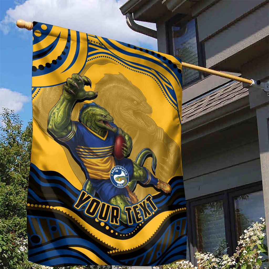 Personalized Parramatta Eels Garden Flag Aboriginal Dot Art - Dreamtime Rugby Mascot