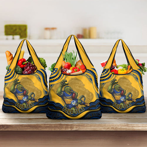 Personalized Parramatta Eels Grocery Bag Aboriginal Dot Art - Dreamtime Rugby Mascot