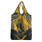 Personalized Parramatta Eels Grocery Bag Aboriginal Dot Art - Dreamtime Rugby Mascot