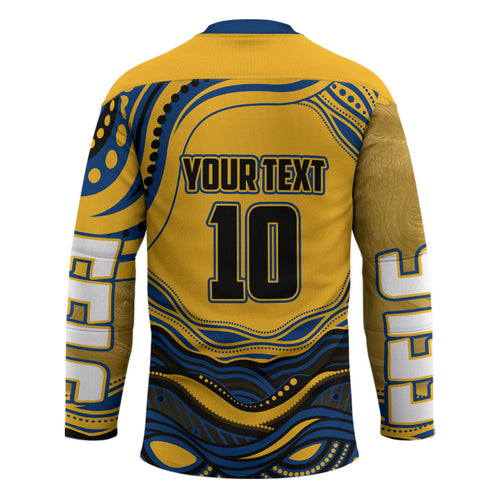 Personalized Parramatta Eels Hockey Jersey Aboriginal Dot Art - Dreamtime Rugby Mascot