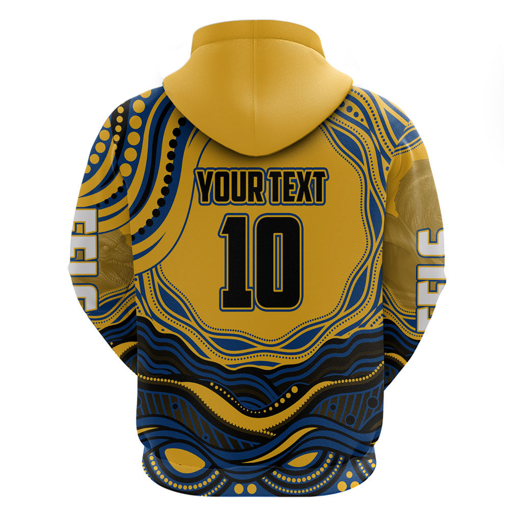 Personalized Parramatta Eels Hoodie Aboriginal Dot Art - Dreamtime Rugby Mascot