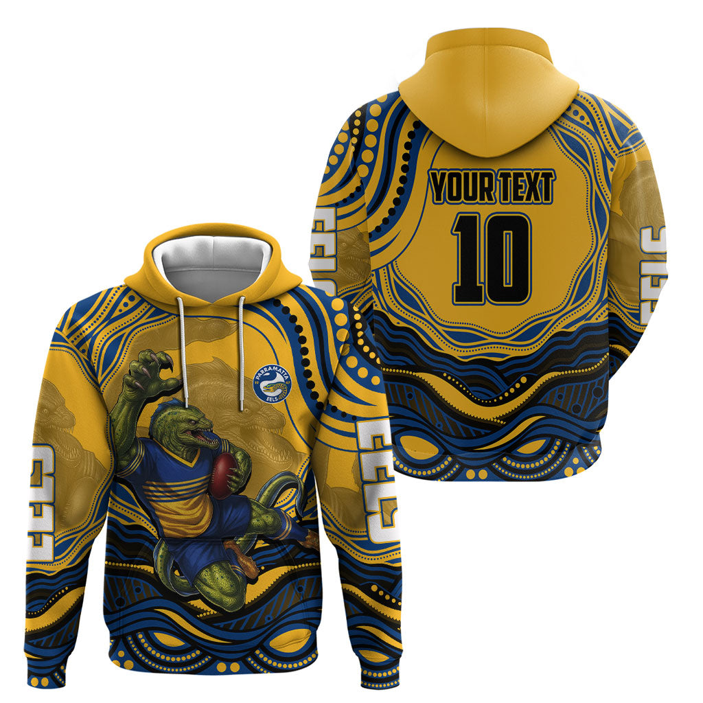 Personalized Parramatta Eels Hoodie Aboriginal Dot Art - Dreamtime Rugby Mascot