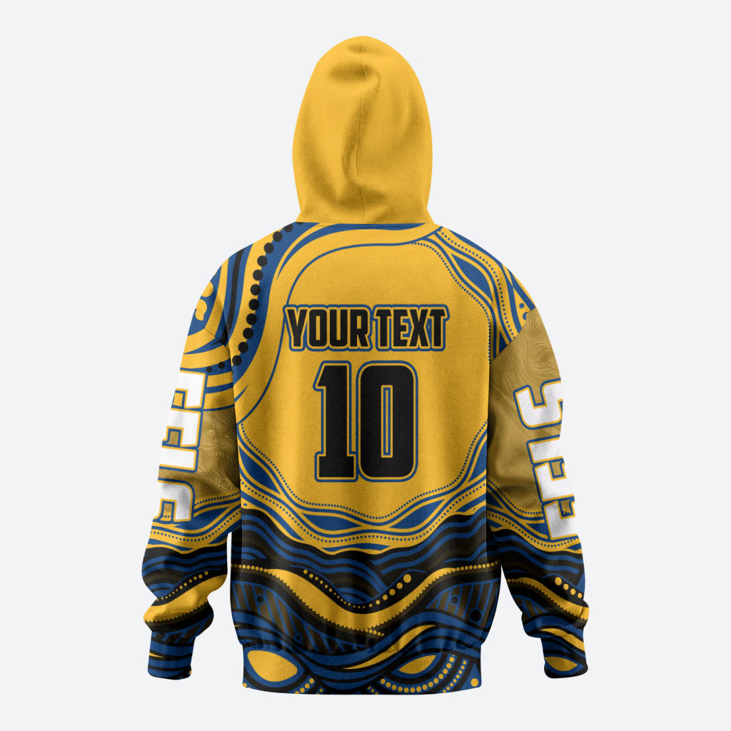 Personalized Parramatta Eels Hoodie Aboriginal Dot Art - Dreamtime Rugby Mascot