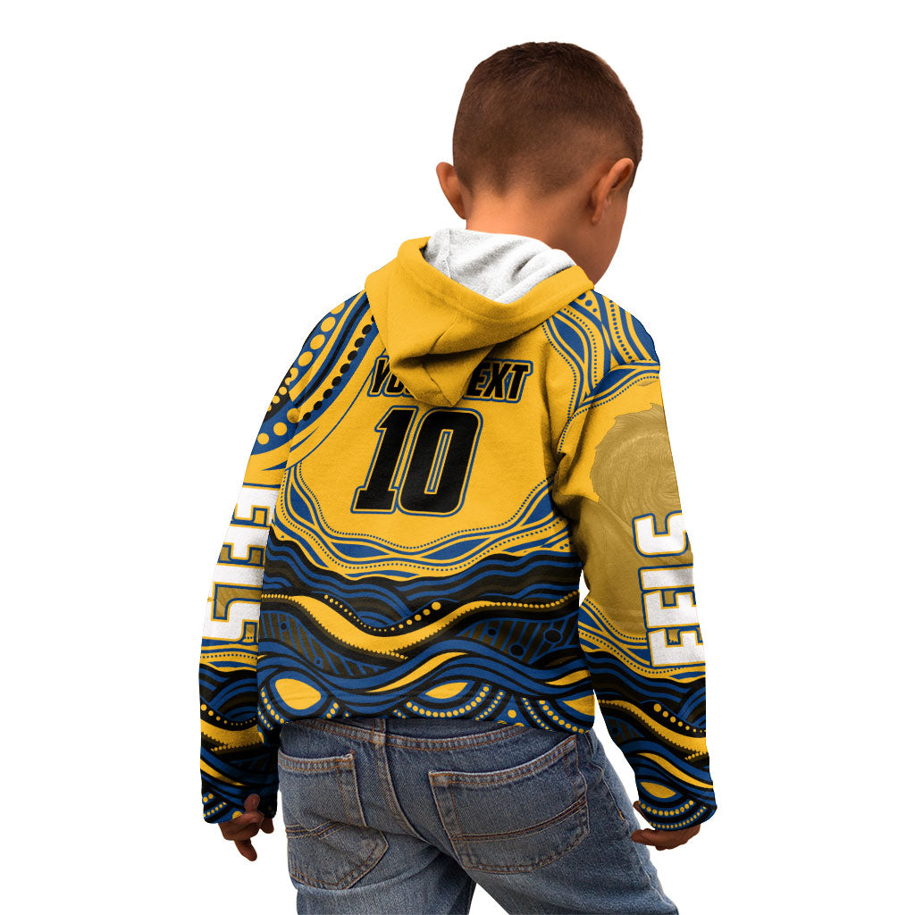 Personalized Parramatta Eels Kid Hoodie Aboriginal Dot Art - Dreamtime Rugby Mascot