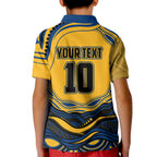 Personalized Parramatta Eels Kid Polo Shirt Aboriginal Dot Art - Dreamtime Rugby Mascot