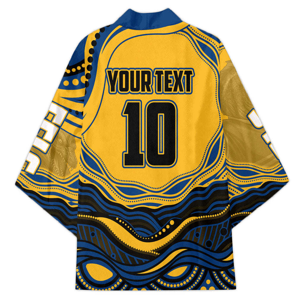 Personalized Parramatta Eels Kimono Aboriginal Dot Art - Dreamtime Rugby Mascot